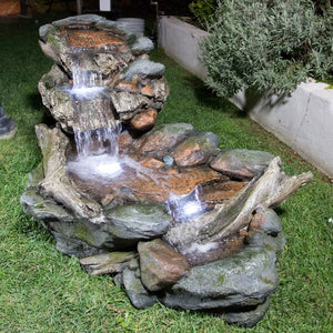 Alpine Fiberglass 3-Tier Rainforest Rock Water Fountain with Light W000656579